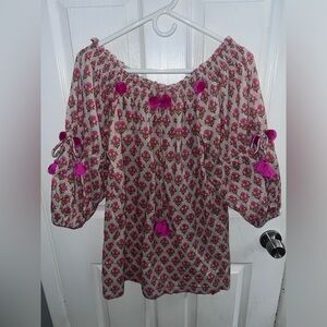 FIGUE Iman off the shoulder floral tunic blouse _ Size Small